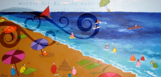 At the Beach: Acrylic on Canvas: 24x48 inches